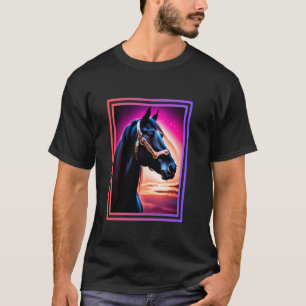 Majestueus zwart paard bij zonsondergang - paarden t-shirt