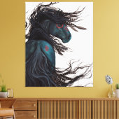 Majestueus zwart paard Friese Canvas Print Bihrle (Insitu (Woonkamer))