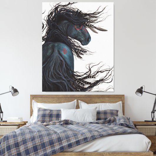 Majestueus zwart paard Friese Canvas Print Bihrle (Insitu (Slaapkamer))