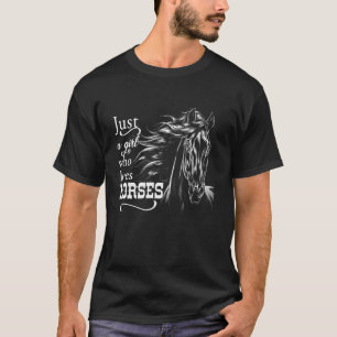 Majestueus zwart paard met golvende manen - meisje t-shirt