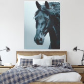 Majestueus zwart paard portret canvas afdruk (Insitu (Slaapkamer))