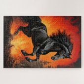 Majestueus zwart paard puzzel (Horizontaal)