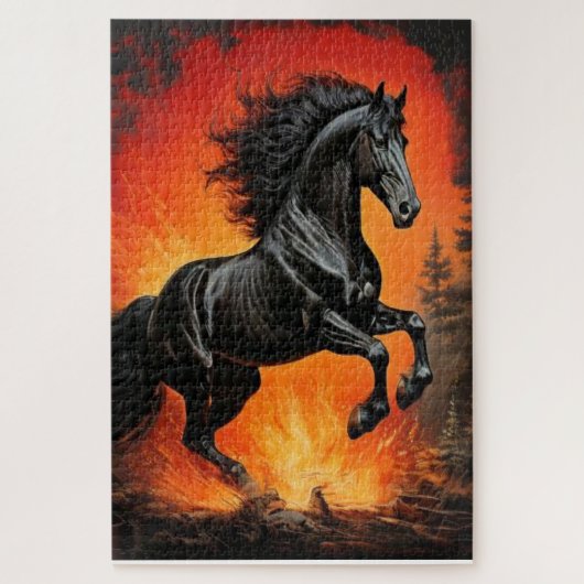 Majestueus zwart paard puzzel (Verticaal)