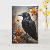 Majestueus zwart ravenportret bomen maan leeg kaart (Gele Bloem)