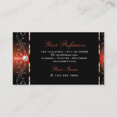 Majestueus Zwart Sinaasappel Rood  Grenzen Ornamen Visitekaartje (Achterkant)