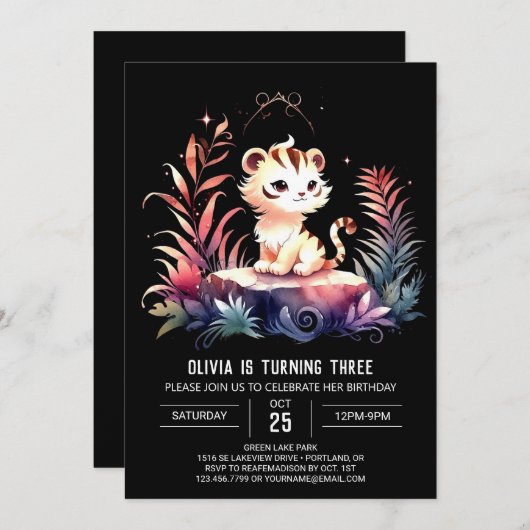 Majestueuze aangepaste tijger verjaardag kaart (Voorkant / Achterkant)