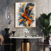 Majestueuze Adelaar Bloemkunstposter | Levendig Vo Poster