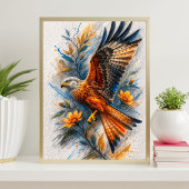 Majestueuze Adelaar Bloemkunstposter | Levendig Vo Poster