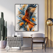 Majestueuze Adelaar Bloemkunstposter | Levendig Vo Poster