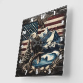 Majestueuze adelaar boven Amerikaans landschap bij Vierkante Klok (Hoek)