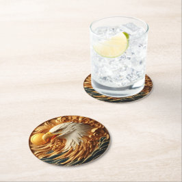 Majestueuze Adelaar die een Bal Vastgrijpt Ronde Kartonnen Onderzetter