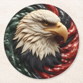 Majestueuze adelaar die zweeft te midden van rood ronde kartonnen onderzetter (Voorkant)