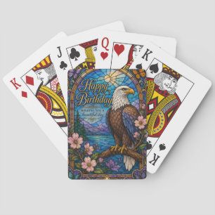 Majestueuze Adelaar Gebrandschilderde Verjaardag Pokerkaarten