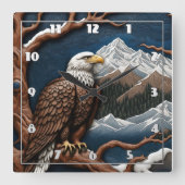 Majestueuze adelaar gelegen te midden van besneeuw vierkante klok (Voorkant)