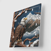 Majestueuze adelaar gelegen te midden van besneeuw vierkante klok (Hoek)