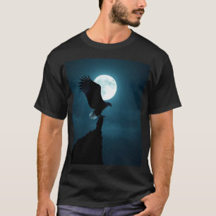 Majestueuze Adelaar in Maanverlichte Bos Artistiek T-shirt