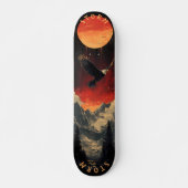 Majestueuze Adelaar in vurige zonsondergang, Retro Persoonlijk Skateboard (Voorkant)