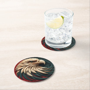 Majestueuze Adelaar komt tevoorschijn uit cirkelvo Ronde Kartonnen Onderzetter