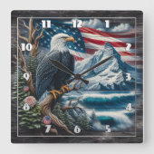 Majestueuze adelaar met uitzicht op de bergen en d vierkante klok (Voorkant)