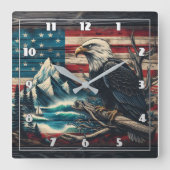 Majestueuze adelaar neergestreken door bergmeer bi vierkante klok (Voorkant)