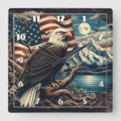 Majestueuze adelaar neergestreken in de buurt van  vierkante klok (Voorkant)