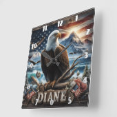 Majestueuze adelaar neergestreken op een tak met v vierkante klok (Hoek)