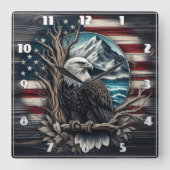 Majestueuze adelaar neergestreken tegen berglandsc vierkante klok (Voorkant)