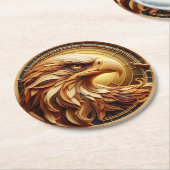 Majestueuze Adelaar Omringd Ronde Kartonnen Onderzetter (Gebogen)