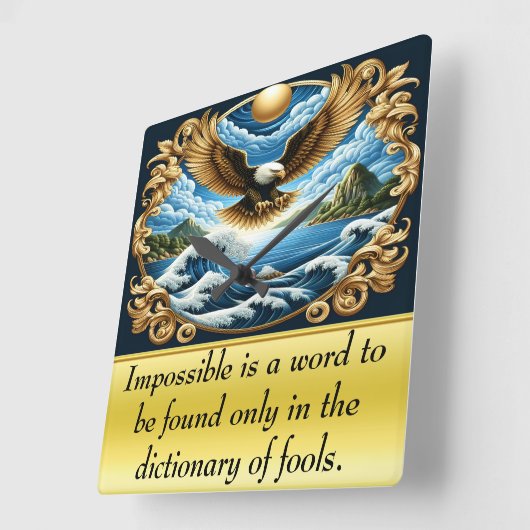 Majestueuze adelaar stijgt sierlijk vierkante klok (Hoek)