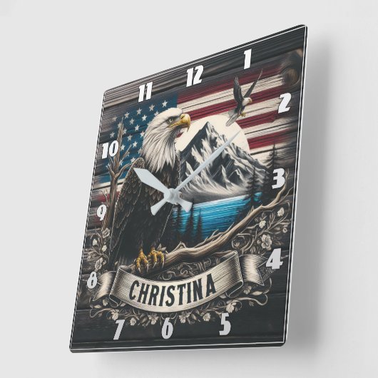 Majestueuze adelaar tegen berglandschap vierkante klok (Hoek)