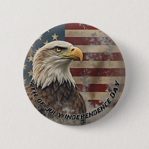 Majestueuze Adelaar & Vlag – Geest van Vrijheid Ronde Button 5,7 Cm