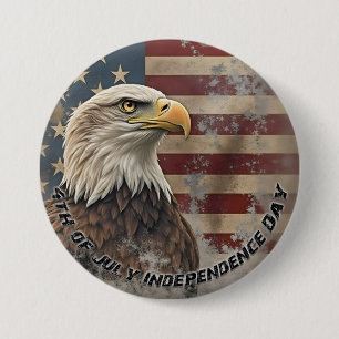 Majestueuze Adelaar & Vlag – Geest van Vrijheid Ronde Button 7,6 Cm