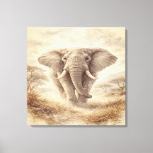 Majestueuze Afrikaanse Olifant Aquarel Illustratie