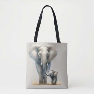 Majestueuze Afrikaanse Olifant en Baby in Waterver Tote Bag