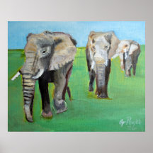 Majestueuze Afrikaanse Olifanten Olie Schilderij P