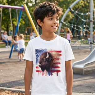 Majestueuze Amerikaanse Bizon & Patriottische Vlag T-shirt