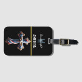 Majestueuze Amerikaanse vlag kruis met stijgende a Bagagelabel (Voorkant (horizontaal))