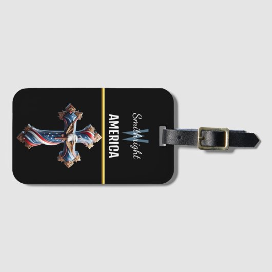Majestueuze Amerikaanse vlag kruis met stijgende a Bagagelabel (Voorkant (horizontaal))