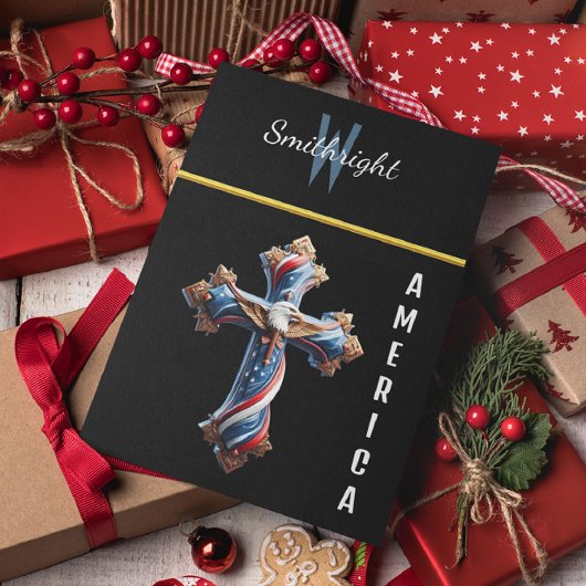 Majestueuze Amerikaanse vlag kruis met stijgende a Briefkaart