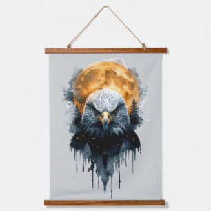 Majestueuze Amerikaanse Zeearend Aquarel Maan Natu Hangend Wandkleed