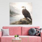 Majestueuze Amerikaanse Zeearend Rivier Canvas Afdruk (Insitu (Woonkamer))