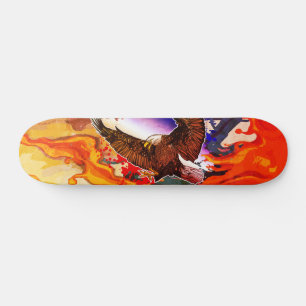 Majestueuze Amerikaanse Zeearend Vlammen Vrijheid Persoonlijk Skateboard