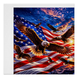 Majestueuze Amerikaanse zeearenden boven de Amerik Perfect Poster