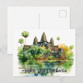 Majestueuze Angkor Wat te midden van weelderige se Briefkaart (Voorkant / Achterkant)