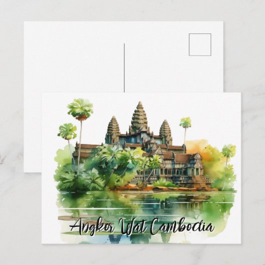 Majestueuze Angkor Wat te midden van weelderige se Briefkaart (Voorkant / Achterkant)