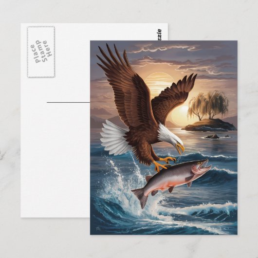 majestueuze arend stijgt boven prooi briefkaart (Voorkant / Achterkant)