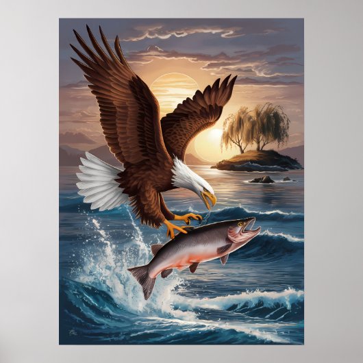 majestueuze arend stijgt boven prooi poster (Voorkant)