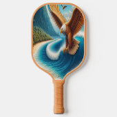 majestueuze arend stijgt boven zandstrand pickleball paddle (Voorkant)