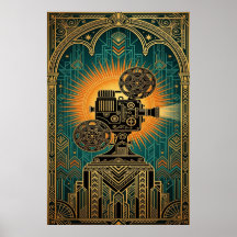 Majestueuze Art Deco Vintage Filmprojector Goud