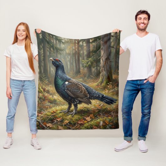 Majestueuze Auerhoen Kunst Fleece Deken (In situ)